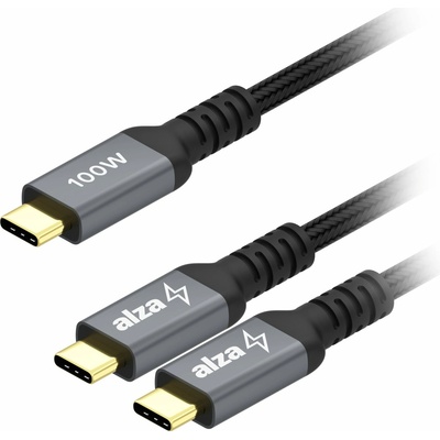AlzaPower APW-CBT2CT15Y AluCore USB-C to Dual USB-C 2.0 100W 1.5m vesmírně šedý