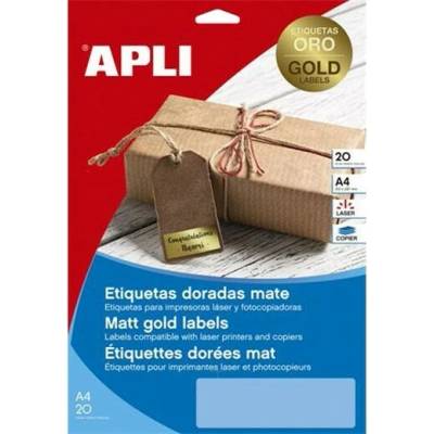 Etikety, k laserovým tlačiarňam a kopírovacím strojom, 45,7x21,2 mm, APLI, matné, v zlatej farbe, 960 etikiet/balenie
