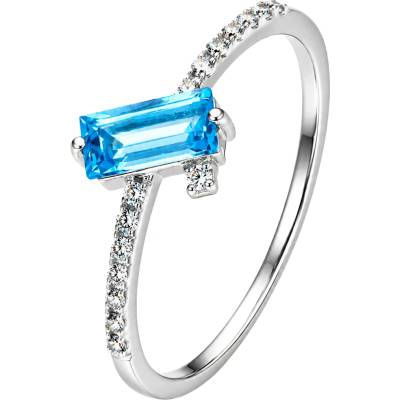Zlaton Prsten bílé zlato s topazem a diamanty N04082603601