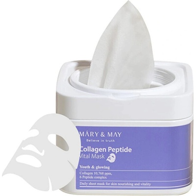 MARY & MAY Collagen Peptide Vital Mask - Spevňujúca pleťová maska ( 30 ks )