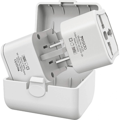 YESIDO Комплект преходници за електрическата мрежа за цял свят - Yesido MC25 Universal Travel Adapter Plug Set (бял) (MC25 (KF2320735))
