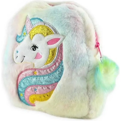 Robetoy Детска плюшена раничка за момиче Цветен еднорог, 32 см - Robetoy