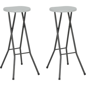 vidaXL Сгъваеми бар табуретки, 2 бр, HDPE и стомана, бели (44562)