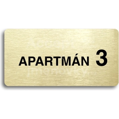 ACCEPT Piktogram APARTMÁN 3 II - zlatá tabulka - černý tisk bez rámečku