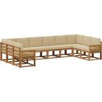 vidaXL Комплект дивани за открито 10 бр. Натурален и Бежов (3385579)