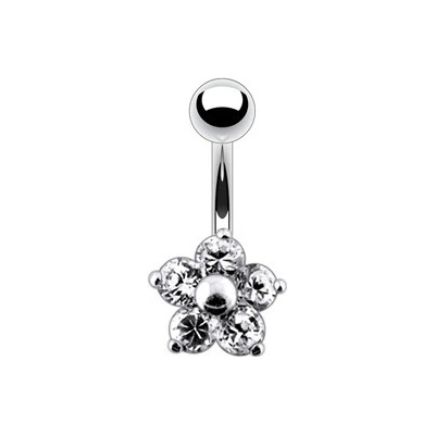Šperky4U stříbrný piercing do pupíku kytička BP01070-C