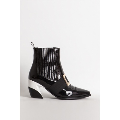 Jacket Club Дамски лачени боти 125 - Черни #365507 (365507_Черно)