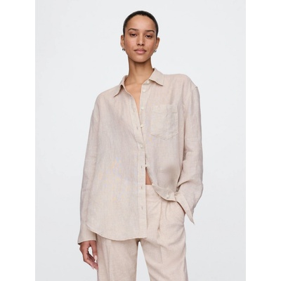 GAP ľanová oversize košeľa Big Shirt Béžová