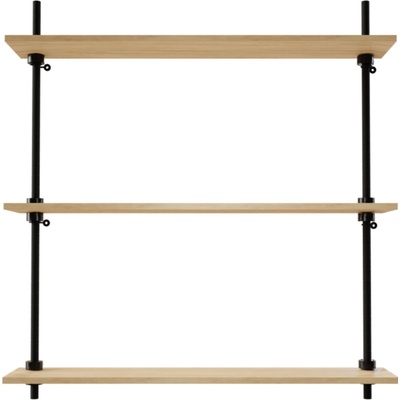 Majster Regál DECO nástenný kovovo drevený policový regál s 3 laminovanými policami, 92,5x85x17,5 cm, čierna farba