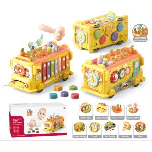 Babyhome Мултифункционален образователен училищен автобус Multifunctional Puzzle School Bus (сортер, ксилофон и играчки)
