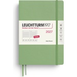 Leuchtturm1917 Daily Calendar 2027 Medium (A5) - English, sage, 145 x 210 mm, January-December (12 months), 1 page per day, hourly grid 7: 00-22: 00, hardcover, 80 g/m2 paper - 400328 (400328)