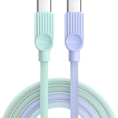 Essager ES-X73 opletený nabíjecí a datový USB-C na USB-C 2m mentolovofialový