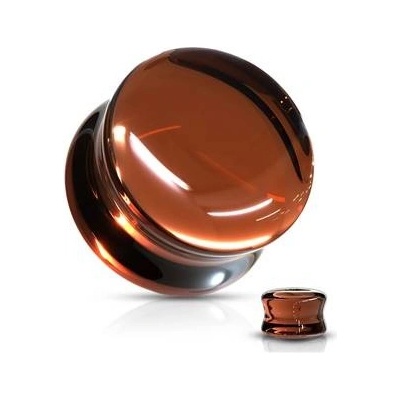 Šperky4U skleněný plug do ucha hnědý PL01250S-12