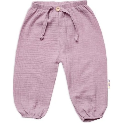 Baby Nellys Mušelínové kalhoty Girl Hand Made pudrově růžové – Zboží Dáma
