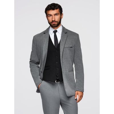 Ombre Clothing Мъжко плетено яке в приталено кроене - графитово V1 OM-BLZB-0100 Ombre Clothing Ombre Clothing | Siv | МЪЖЕ | S