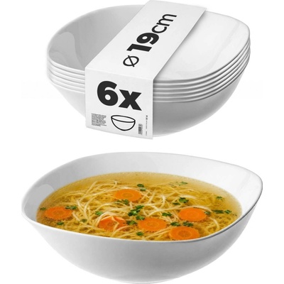 Kadax Salátová Mísa skleněná bílá 19 cm 6 ks