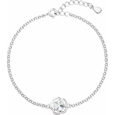 PAVONA Strieborný náramok so Swarovski krištálmi biela kvetinka 33117.1
