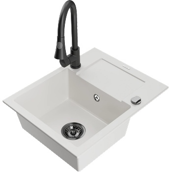 Mexen Enzo гранитна мивка с 1 отделение със сушилник и кухненски смесител (6506-20-670101-70)