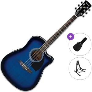 Ibanez PF15ECE-TBS Standard SET Transparent Blue Sunburst Електро-акустична китара Дреднаут