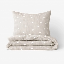 Goldea krep povlečení srdíčka na latte 140x200 70x90