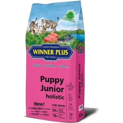 WINNER PLUS Holistic Puppy Junior - холистична храна за подрастващи за кученца и млади кучета, БЕЗ ЗЪРНО, за всички породи, Германия - 12 кг