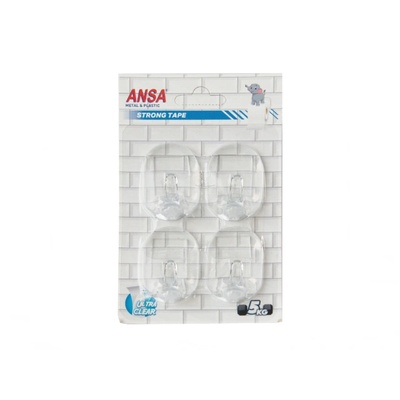 Ansa Самозалепваща закачалки 4бр. прозрачни (иа343)