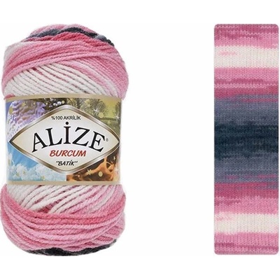 Akrylová příze Burcum Batik 100 g - 1602 růžová-fialová-bílá