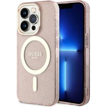 GUESS iPhone 14 Pro Max 6.7" pink hardcase Glitter Gold MagSafe (GUHMP14XHCMCGP)