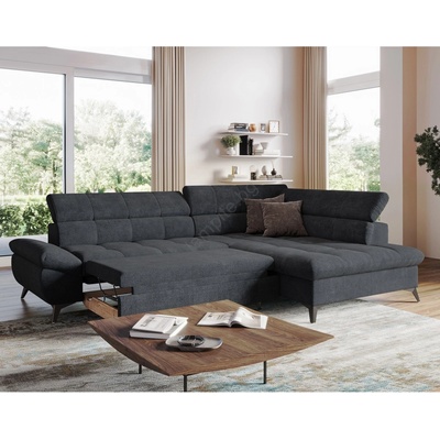 COTTA Разтегателен ъглов диван marano, десен, черен, форма l (ct0011)