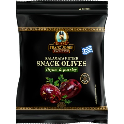 Franz Josef Kaiser Snack Kalamata olivy černé bez pecky s tymiánem a petrželí 70 g – Zbozi.Blesk.cz