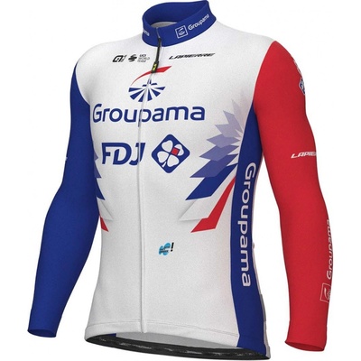 Alé s dlhým rukávom zimný GROUPAMA FDJ 2022 červená/modrá/biela