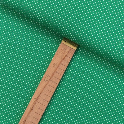 Bavlněné plátno - Puntíky bílé na zelené - šíře 150cm
