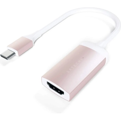 Satechi Aluminum 4K USB-C to HDMI Adapter - адаптер с поддръжка на 4K за свързване от USB-C към HDMI (розово злато)