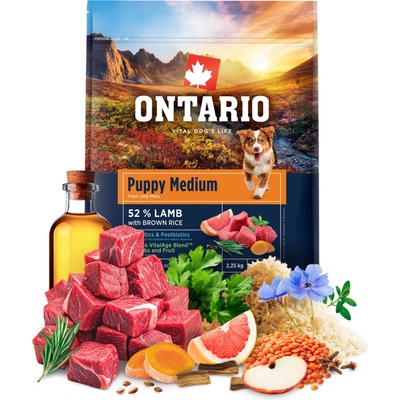 Ontario Puppy Medium Lamb & Brown Rice 2,25 kg