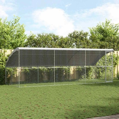 vidaXL Klec pro psy se střechou sada 3 ks 600 x 200 x 200 cm pozinkovaná ocel stříbrná 9799.3368329