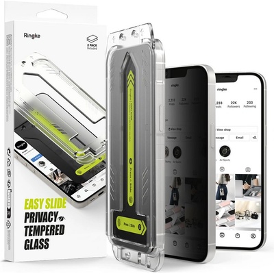 Ringke 2 х Стъклен протектор със затъмняване на дисплей за iPhone 16e от Ringke Easy Slide 2-Pack - Privacy (8800293852919)