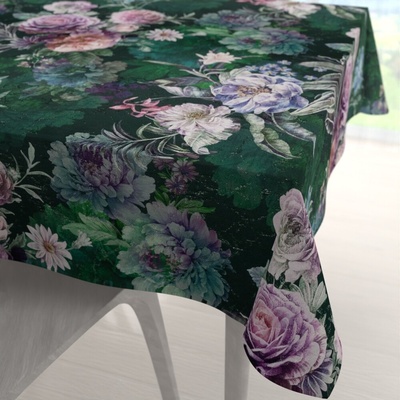 Biante Dekoračný štvorcový obrus Parma PM-114 Fialové kvety na tmavo zelenom 120x120 cm