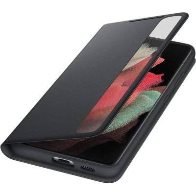 Samsung Clear View Cover EF-ZG99PC - оригинален кейс с S-Pen, през който виждате информация от дисплея за Samsung Galaxy S21 Ultra (черен)