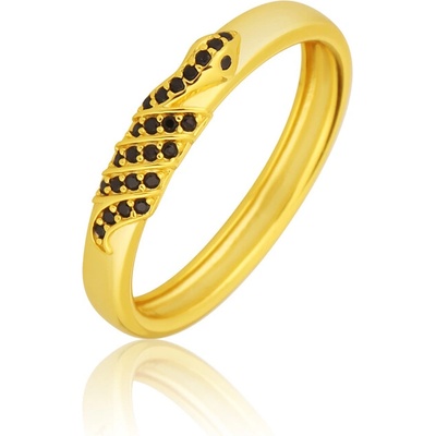 JVD stříbrný pozlacený prsten s černými zirkony SVLR0923SK6GB61