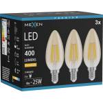 Mexen Vintis 3x LED нажежаем филтър E14, C35, 4W, Топла - 2200K, 400 lm, кехлибар (L154-E14-0422-50x03)