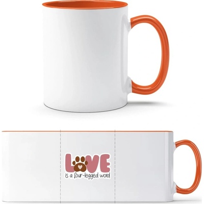 PrintEQ TTH Dvoubarevný Hrnek Design s tématem Pes a Láska Bílá Oranžová Standard Dárky 250 ml