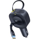 Baseus - Зарядно за кола PrimeTrip VR2 (C0206400) - с прибиращ се кабел, 2 x Type-C, 30W - Черно