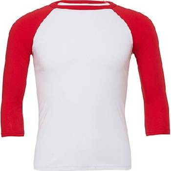 Bella+Canvas Baseballové triko se 3/4 kontrastními rukávy CV3200 červená bílá