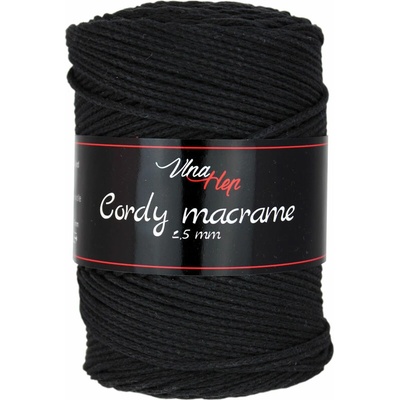 Vlna - Hep Cordy macrame 2,5 mm 8001 černá