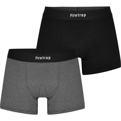 Firetrap Мъжки боксерки Firetrap 2 Pack Trunks Mens - Black/Stripe