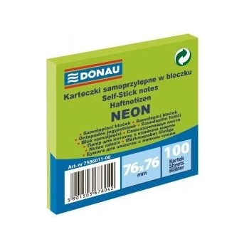DONAU Bloček Donau neónový 76x76mm zelený
