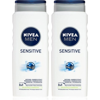 Nivea Men Sensitive душ гел за тяло и коса (изгодна опаковка)
