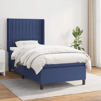 vidaXL Боксспринг легло с матрак, синя, 90x200 см, плат (3131567)