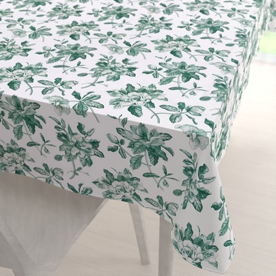 Biante Teflónový obdĺžnikový obrus TF-091 Zelené kvety na bielom 120x180 cm