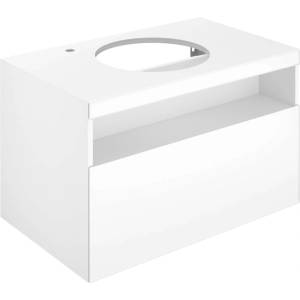 KEUCO Stageline - Шкаф за мивка, 80x55x49 cm, с изрез за мивка и кран отляво, с осветление и USB, бял 32864300100 (32864300100)